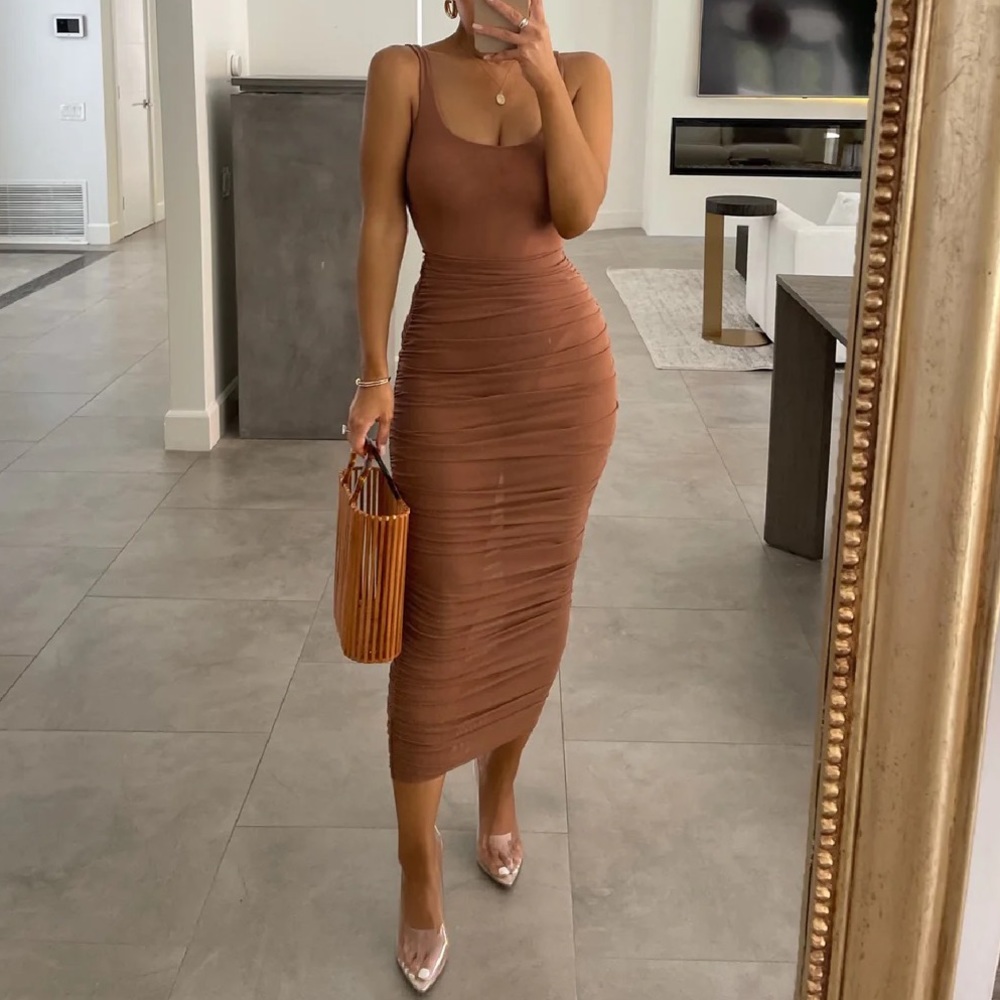 Jlux label ruched sheer skirt